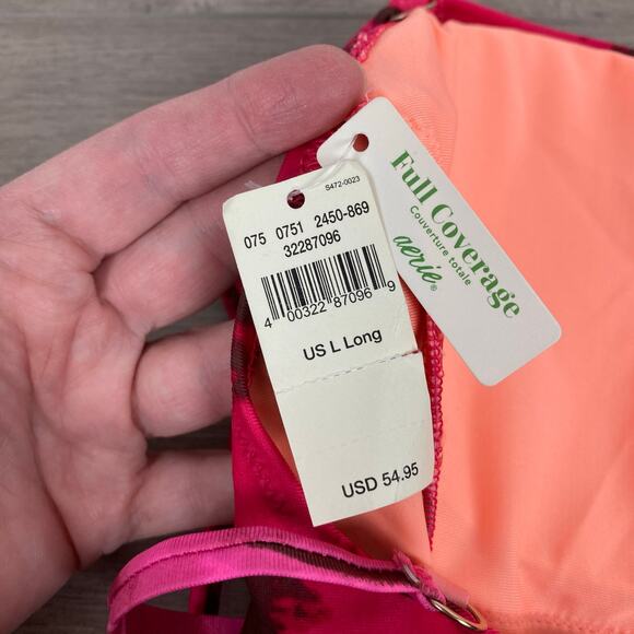 Aerie Pink Tie Dye One Shoulder Full Coverage One Piece Swimsuit Sz.L Long NWT - Picture 9 of 16